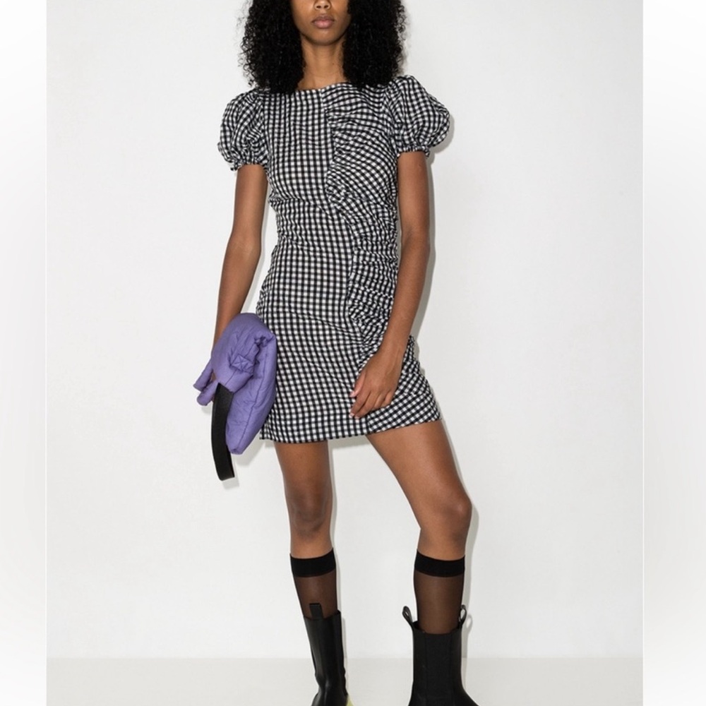 Ganni black and white gingham dress